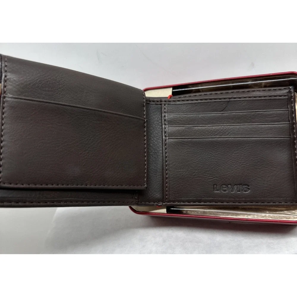 Levi's Men's Leather Bifold Wallet Brown Leather Slim RFID Protection 31LP220046